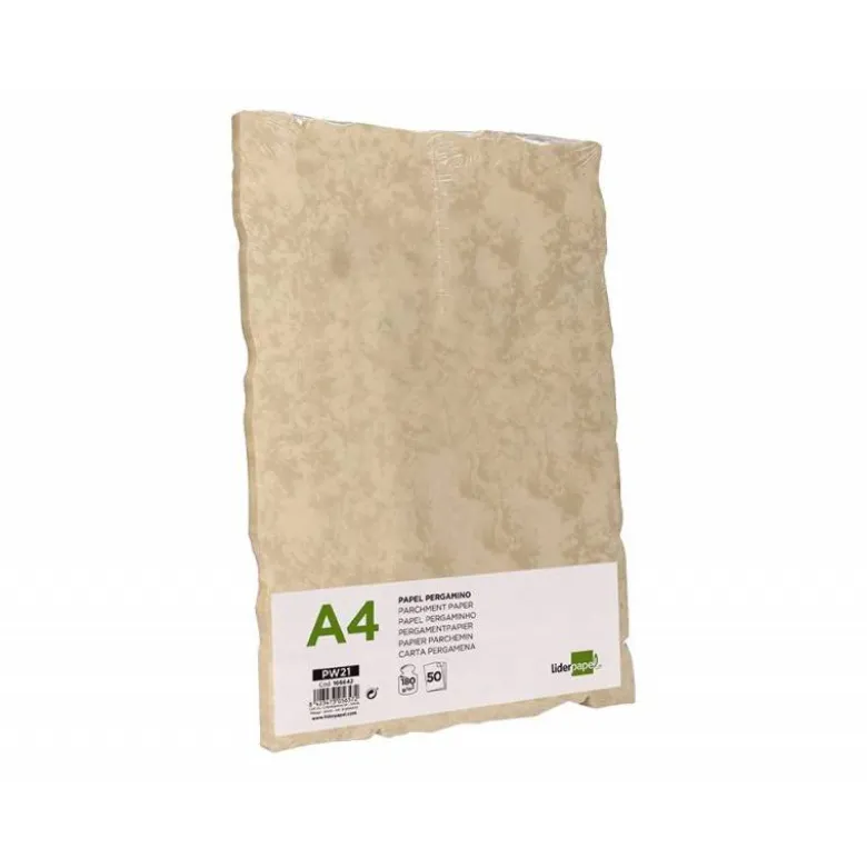 PAPEL PERGAMINO LIDERPAPEL DIN A4 CON BORDES 180G/M2 COLOR CREMA PAQUETE DE 50 HOJAS
