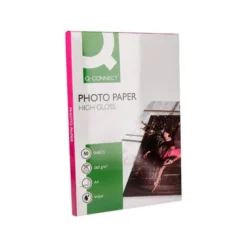 Papel Q-Connect foto glossy Din A4 alta calidad digital photo. Bolsa de 50 hojas de 260 gr