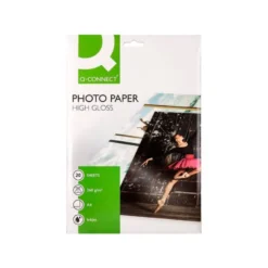 Papel Q-Connect foto glossy kf02163 Din A4 alta calidad digital photo. Bolsa de 20 hojas de 260 gr.