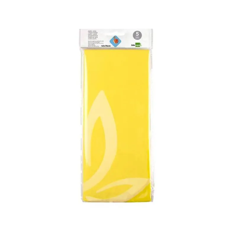 Papel seda marca Liderpapel amarillo paquete 5 hojas