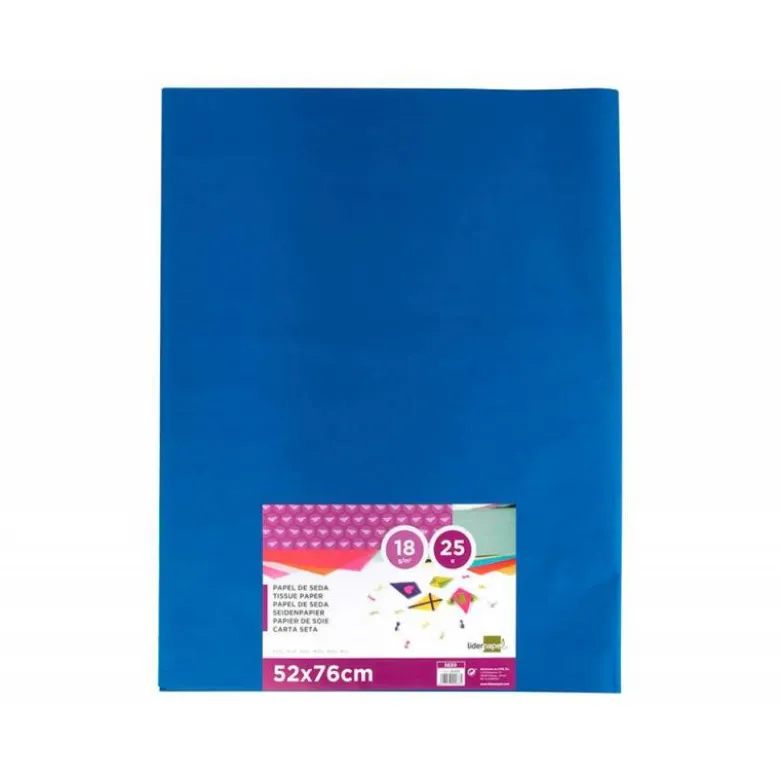 Papel seda marca Liderpapel azul oscuro paquete 25 hojas