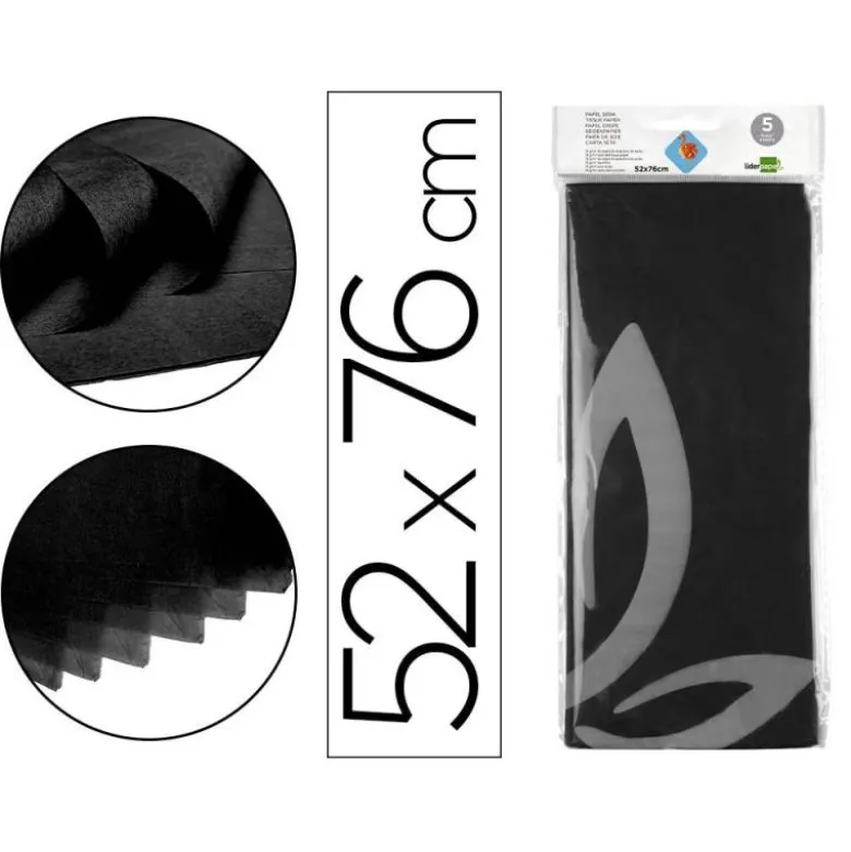 Papel seda marca Liderpapel negro paquete 5 hojas