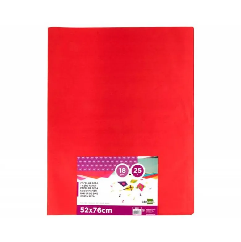 Papel seda marca Liderpapel rojo paquete 25 hojas