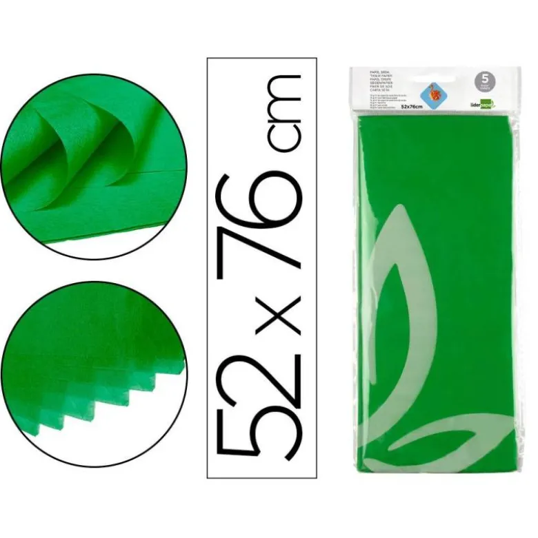 Papel seda marca Liderpapel verde paquete 5 hojas
