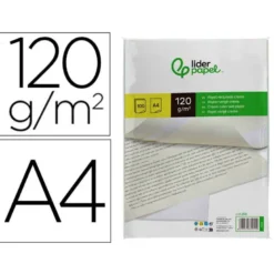 Papel verjurado liderpapel A4 120g/m2 crema paquete de 100 hojas.