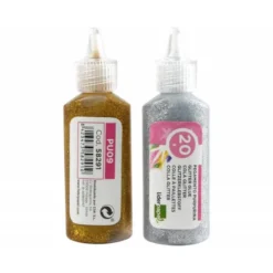 Pegamento purpurina Liderpapel fantasia colores metalicos oro y plata envase de 20gr
