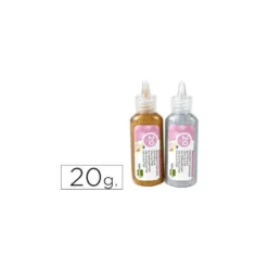 Pegamento purpurina Liderpapel fantasia colores metalicos oro y plata envase de 20gr