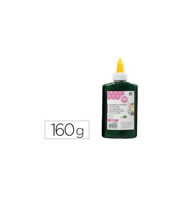 Pegamento purpurina Liderpapel Fantasia color Verde metalizado Bote 160gr