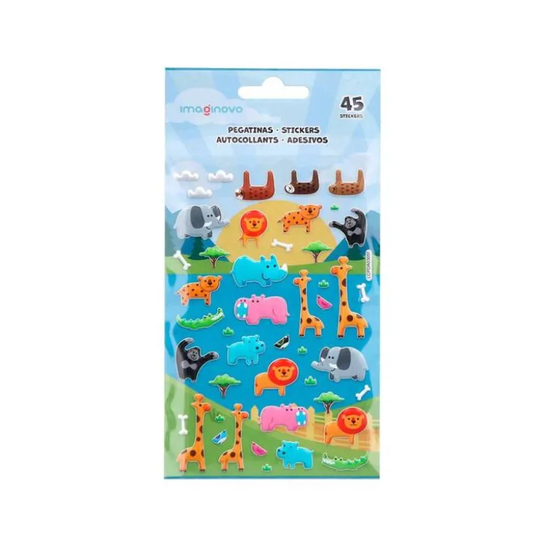 PEGATINAS IMAGINOVO CUTE ANIMALES SAFARI CON RELIEVE 190X105 MM EN BLISTER