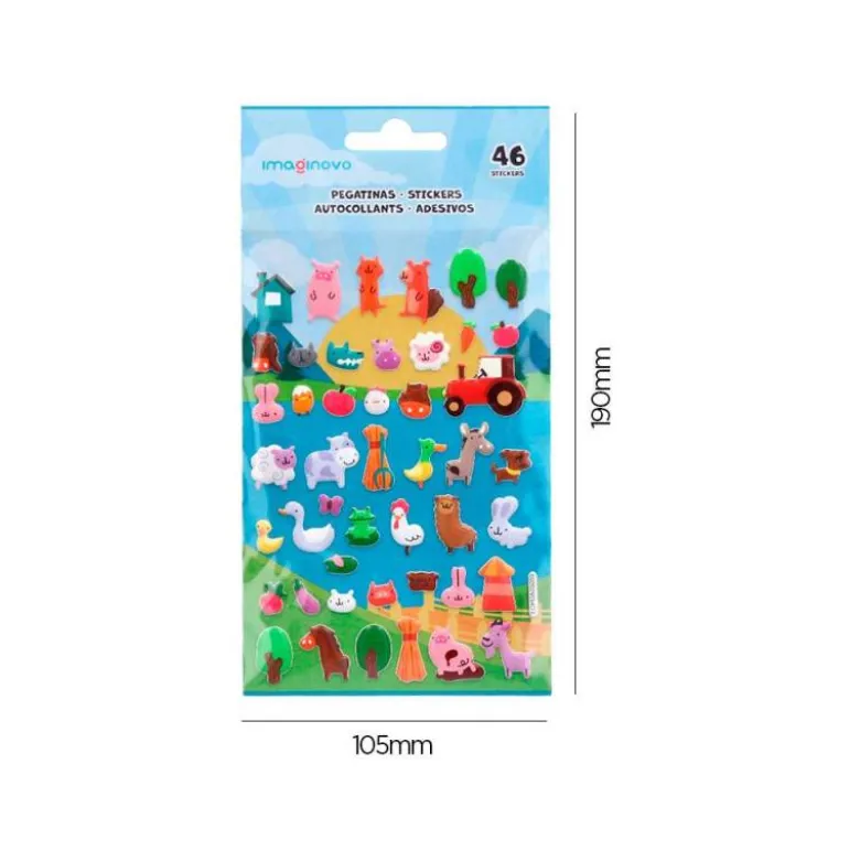 PEGATINAS IMAGINOVO CUTE ANIMALES GRANJA CON RELIEVE 190X105 MM EN BLISTER