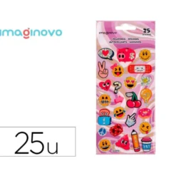 PEGATINAS IMAGINOVO DISEÑOS SURTIDOS SMILEY CON BRILLO 214X100 MM EN BLISTER
