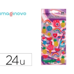 PEGATINAS IMAGINOVO DISEÑOS SURTIDOS VERANO CON BRILLO 214X100 MM EN BLISTER