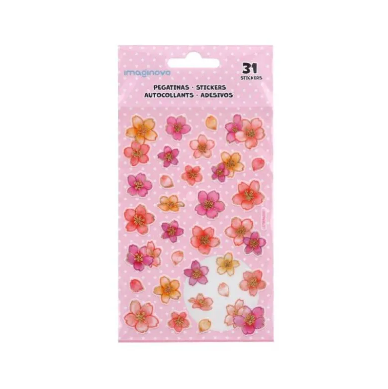 PEGATINAS IMAGINOVO FLORES ROSAS DE PAPEL 190X104 MM EN BLISTER