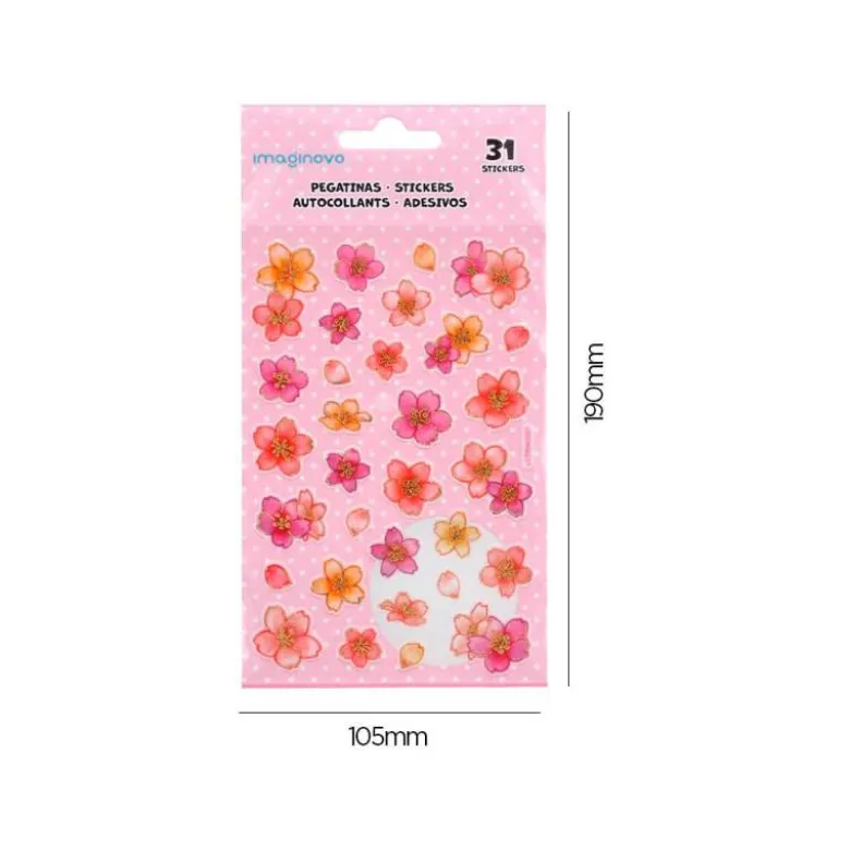 PEGATINAS IMAGINOVO FLORES ROSAS DE PAPEL 190X104 MM EN BLISTER
