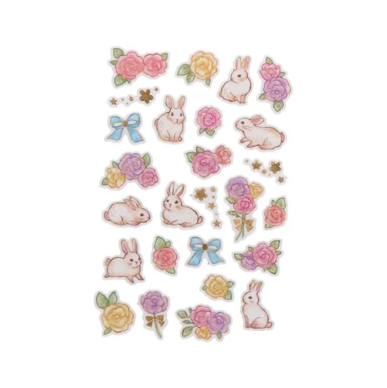 PEGATINAS IMAGINOVO FLORES Y CONEJOS DE PAPEL 190X104 MM EN BLISTER