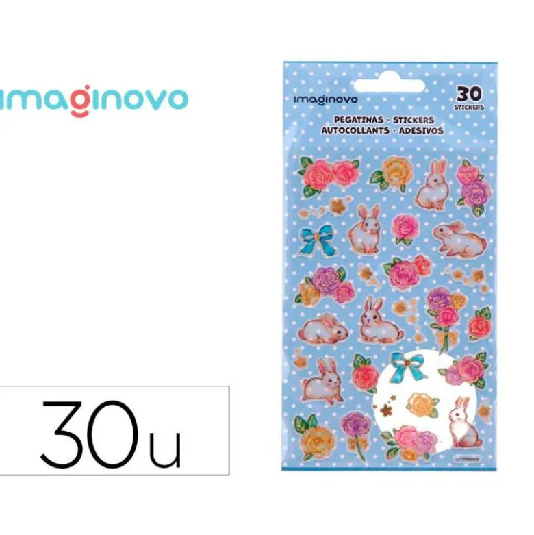 PEGATINAS IMAGINOVO FLORES Y CONEJOS DE PAPEL 190X104 MM EN BLISTER