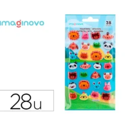 PEGATINAS IMAGINOVOL CUTE ANIMALES SALVAJES CARAS CON RELIEVE 190X105 MM EN BLISTER