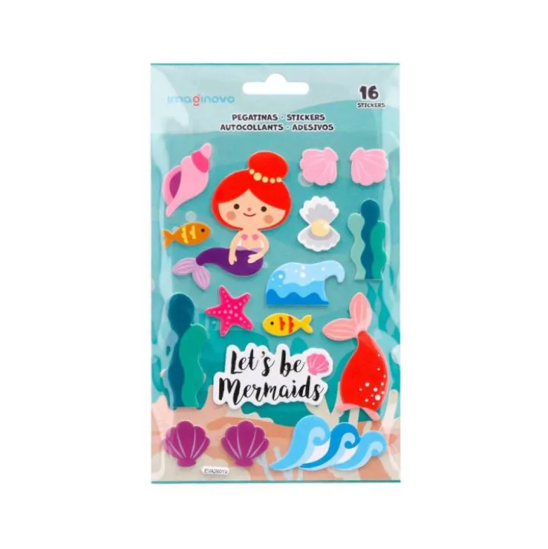 PEGATINAS IMAGINOVO SIRENAS MAGIC DREAMS CON RELIEVE 210X130 MM EN BLISTER
