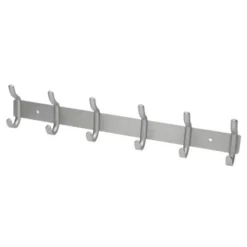 PERCHERO LIDERPAPEL PARED METALICO 6 COLGADORES COLOR PLATA MATE 430X88X55 MM