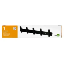 PERCHERO LIDERPAPEL PARED METALICO 5 COLGADORES COLOR NEGRO 430X88X55 MM