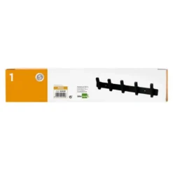PERCHERO LIDERPAPEL PARED METALICO 5 COLGADORES COLOR NEGRO 430X88X55 MM