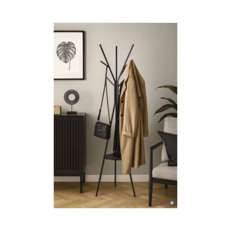 PERCHERO METALICO MAUL AVALON PIE 9 COLGADORES COLOR NEGRO 1800X310 MM