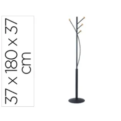 PERCHERO METALICO MAUL LAURA 4 COLGADORES MADERA COLOR NEGRO 370X1800X370 MM