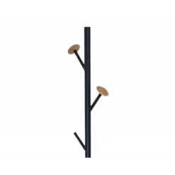 PERCHERO METALICO Q-CONNECT NEGRO CON DETALLES DE MADERA 5 COLGADORES 177X28,5 CM