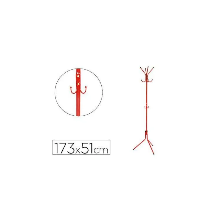 PERCHERO METALICO Q-CONNECT ROJO 8 COLGADORES 173X51 CM