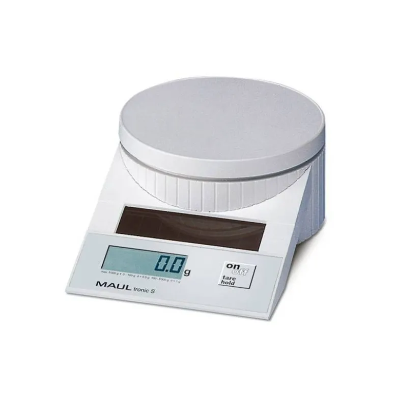 PESACARTAS OFICINA MAUL TRONIC SOLAR 5000 GR APAGADO AUTOMATICO COLOR BLANCO 196X130X65 MM
