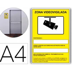 PICTOGRAMA ARCHIVO 2000 CAMARAS DE VIGILANCIA EN GRABACION LAS 24 HORAS PVC COLOR AMARILLO LUMINISCENTE 210X297