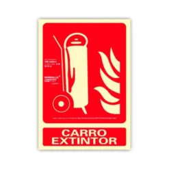 PICTOGRAMA ARCHIVO 2000 CARRO EXTINTOR PVC COLOR ROJO LUMINISCENTE 210X300 MM