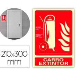 PICTOGRAMA ARCHIVO 2000 CARRO EXTINTOR PVC COLOR ROJO LUMINISCENTE 210X300 MM
