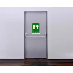 PICTOGRAMA ARCHIVO 2000 EMPUJAR BARRA PARA ABRIR PUERTA PVC COLOR VERDE LUMINISCENTE 224X300 MM