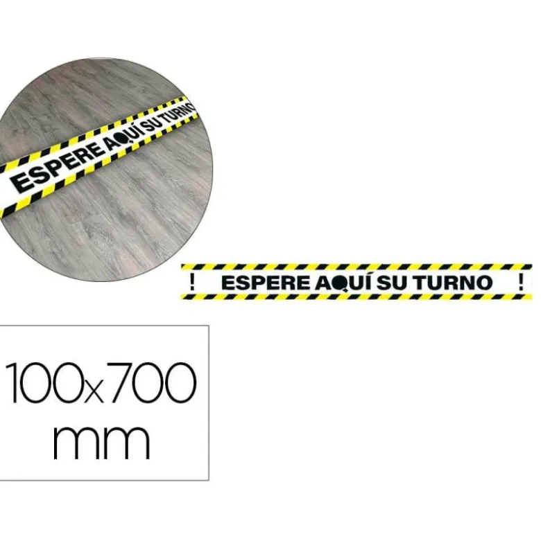 PICTOGRAMA ARCHIVO 2000 ESPERE SU TURNO MANTEGA LA DISTANCIA DE SEGURIDAD VINILO ADHESIVO COLOR AMARILLO 100X700 MM