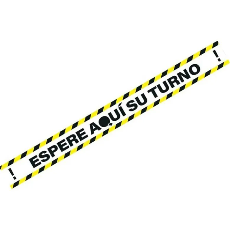 PICTOGRAMA ARCHIVO 2000 ESPERE SU TURNO MANTEGA LA DISTANCIA DE SEGURIDAD VINILO ADHESIVO COLOR AMARILLO 100X700 MM