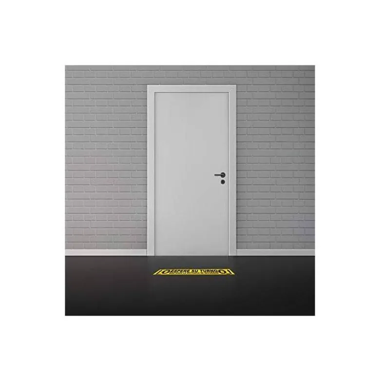 PICTOGRAMA ARCHIVO 2000 ESPERE SU TURNO MANTEGA LA DISTANCIA DE SEGURIDAD VINILO ADHESIVO COLOR AMARILLO 100X700 MM