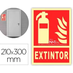 PICTOGRAMA ARCHIVO 2000 EXTINTOR PVC COLOR ROJO LUMINISCENTE 210X300 MM