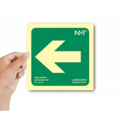 PICTOGRAMA ARCHIVO 2000 FLECHA IZQUIERDA PVC COLOR VERDE LUMINISCENTE 224X224 MM
