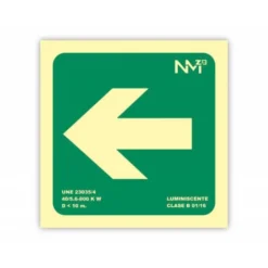PICTOGRAMA ARCHIVO 2000 FLECHA IZQUIERDA PVC COLOR VERDE LUMINISCENTE 224X224 MM