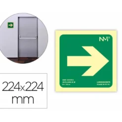 PICTOGRAMA ARCHIVO 2000 FLECHA DERECHA PVC COLOR VERDE LUMINISCENTE 224X224 MM