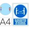 PICTOGRAMA ARCHIVO 2000 OBLIGATORIO MANTENER 1,5 M DE DISTANCIA DE SEGURIDAD PVC COLOR AZUL 210X297 MM