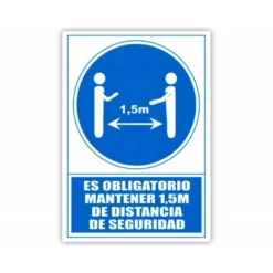 PICTOGRAMA ARCHIVO 2000 OBLIGATORIO MANTENER 1,5 M DE DISTANCIA DE SEGURIDAD PVC COLOR AZUL 210X297 MM