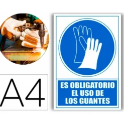 PICTOGRAMA ARCHIVO 2000 OBLIGATORIO USO DE GUANTES PVC COLOR AZUL LUMINISCENTE 210X297 MM