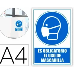 PICTOGRAMA ARCHIVO 2000 OBLIGATORIO EL USO DE MASCARILLA PVC COLOR AZUL 210X297 MM