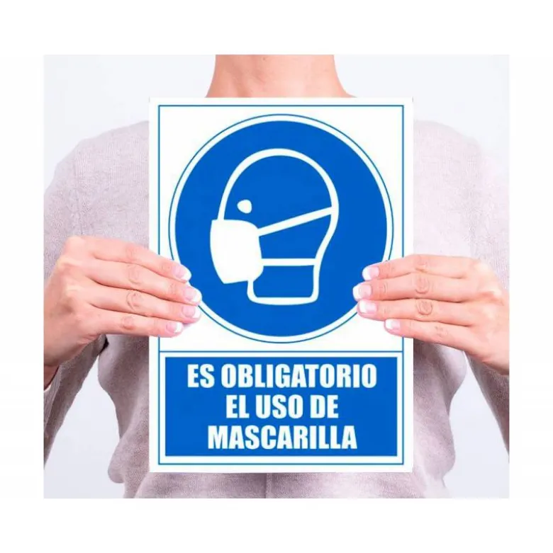 PICTOGRAMA ARCHIVO 2000 OBLIGATORIO EL USO DE MASCARILLA PVC COLOR AZUL 210X297 MM