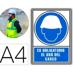 PICTOGRAMA ARCHIVO 2000 OBLIGATORIO USO DE CASCO PVC COLOR AZUL LUMINISCENTE 210X297 MM