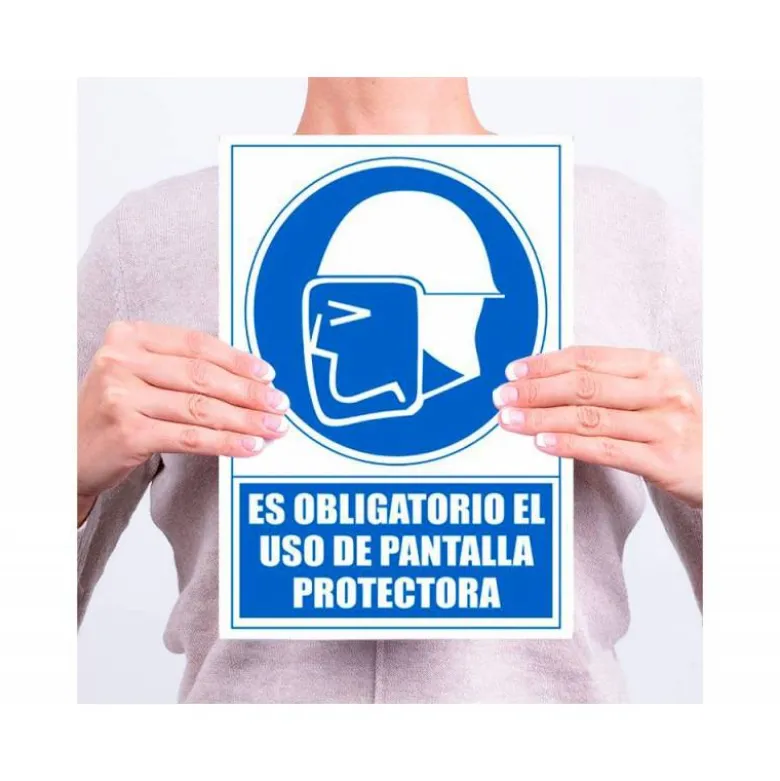 PICTOGRAMA ARCHIVO 2000 OBLIGATORIO USO DE PANTALLA PROTECTORA PVC COLOR AZUL 210X297 MM