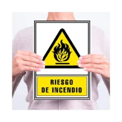 PICTOGRAMA ARCHIVO 2000 RIESGO DE INCENDIO PVC COLOR AMARILLO LUMINISCENTE 210X297 MM