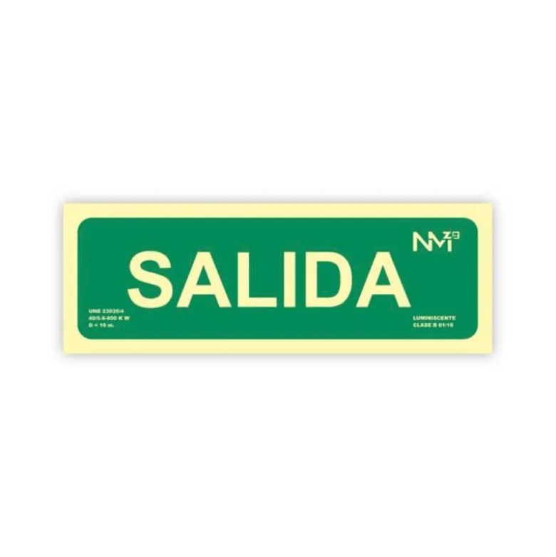 PICTOGRAMA ARCHIVO 2000 SALIDA PVC COLOR VERDE LUMINISCENTE 300X105 MM PACK DE 2 UNIDADES